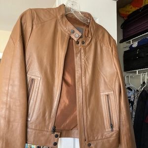 Brown genuine leather jacket M